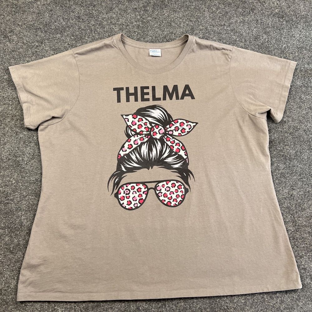 Port & Company Thelma and Louise Big Face T Shirt Womens 2XL XXL Brown Tee